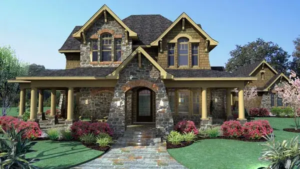 Craftsman house plans 61-106 - front exterior, 2,552 sq ft, 4 bed, 2 bath house plans | Monster House Plans