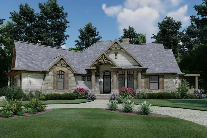 Craftsman house plans 61-108 - front exterior, 1,848 sq ft, 3 bed, 2 bath house plans | Monster House Plans