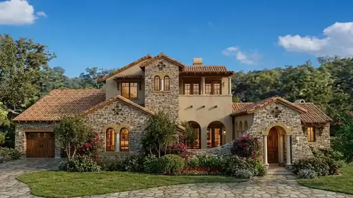 Mountain Rustic house plans 61-109 - front exterior, 3,691 sq ft, 5 bed, 3 bath house plans | Monster House Plans