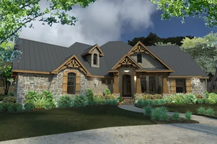 Craftsman house plans 61-112 - front exterior, 2,847 sq ft, 4 bed, 3 bath house plans | Monster House Plans