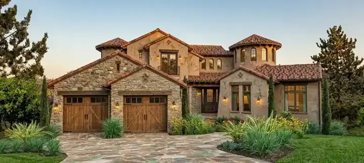 Italian house plans 61-118 - front exterior, 4,373 sq ft, 4 bed, 4 bath house plans | Monster House Plans