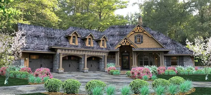 Craftsman house plans 61-121 - front exterior, 2,495 sq ft, 3 bed, 2 bath house plans | Monster House Plans