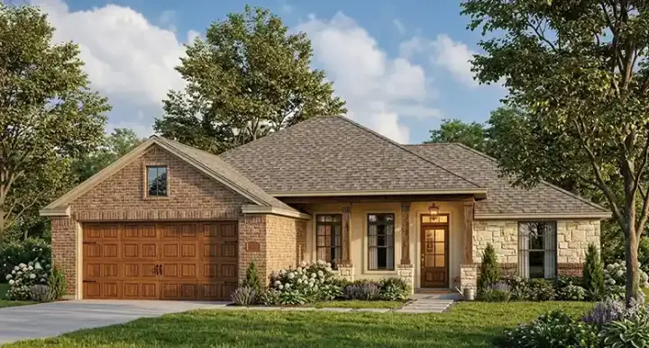 Traditional house plans 61-126 - front exterior, 1,329 sq ft, 3 bed, 2 bath house plans | Monster House Plans