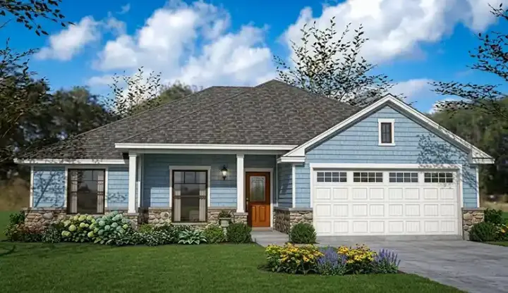 Traditional house plans 61-129 - front exterior, 1,553 sq ft, 4 bed, 2 bath house plans | Monster House Plans