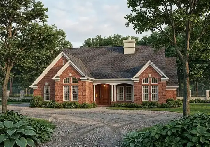 French Country house plans 61-131 - front exterior, 1,675 sq ft, 3 bed, 2 bath house plans | Monster House Plans