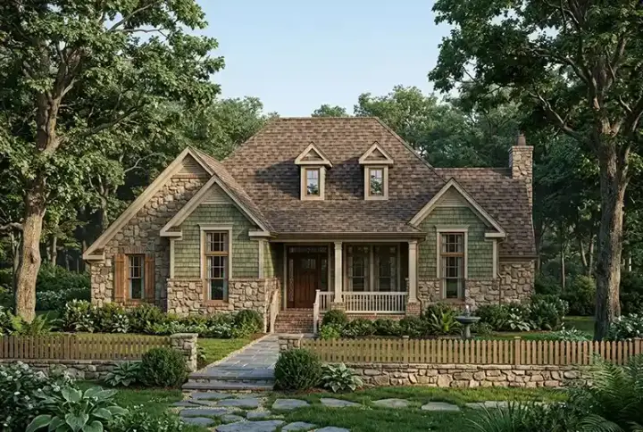 Country house plans 61-132 - front exterior, 1,715 sq ft, 3 bed, 2 bath house plans | Monster House Plans