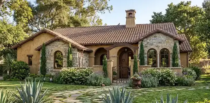 Mediterranean house plans 61-136 - front exterior, 1,780 sq ft, 3 bed, 2 bath house plans | Monster House Plans