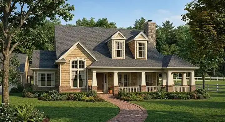 Southern house plans 61-141 - front exterior, 1,883 sq ft, 3 bed, 2 bath house plans | Monster House Plans
