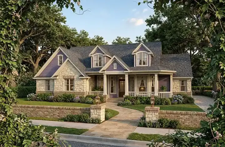 Southern house plans 61-147 - front exterior, 2,467 sq ft, 4 bed, 2 bath house plans | Monster House Plans