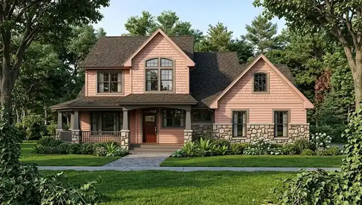 Farmhouse house plans 61-150 - front exterior, 1,999 sq ft, 3 bed, 2 bath house plans | Monster House Plans