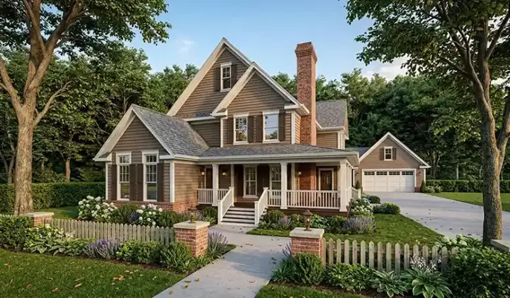 Farmhouse house plans 61-156 - front exterior, 2,274 sq ft, 4 bed, 2 bath house plans | Monster House Plans