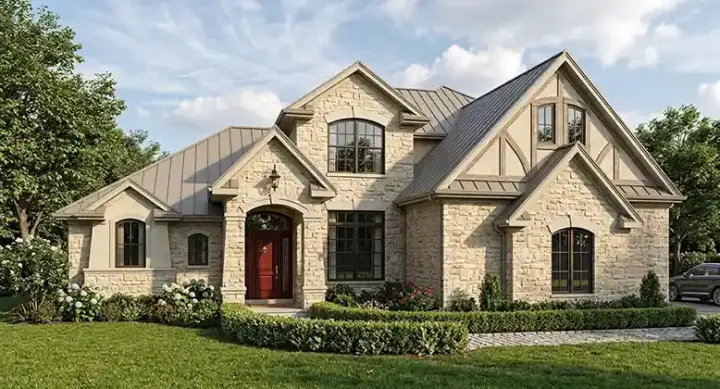 Mediterranean house plans 61-166 - front exterior, 2,549 sq ft, 4 bed, 2 bath house plans | Monster House Plans