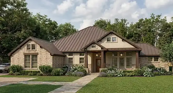 Traditional house plans 61-167 - front exterior, 2,695 sq ft, 3 bed, 2 bath house plans | Monster House Plans