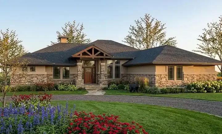 Contemporary house plans 61-170 - front exterior, 2,813 sq ft, 3 bed, 2 bath house plans | Monster House Plans