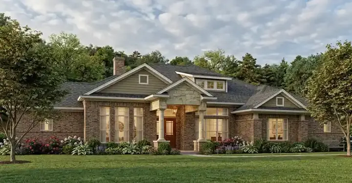 Traditional house plans 61-171 - front exterior, 2,874 sq ft, 3 bed, 2 bath house plans | Monster House Plans