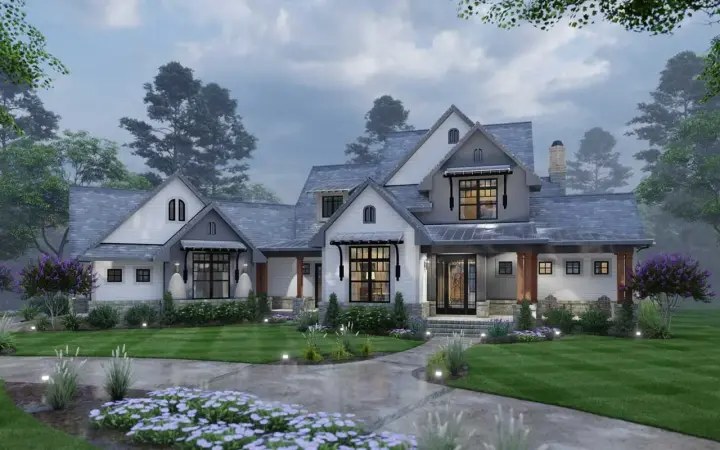 Modern Farmhouse house plans 61-174 - front exterior, 2,984 sq ft, 3 bed, 2 bath house plans | Monster House Plans