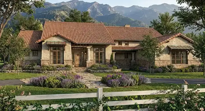 Southwest house plans 61-176 - front exterior, 3,024 sq ft, 3 bed, 3 bath house plans | Monster House Plans
