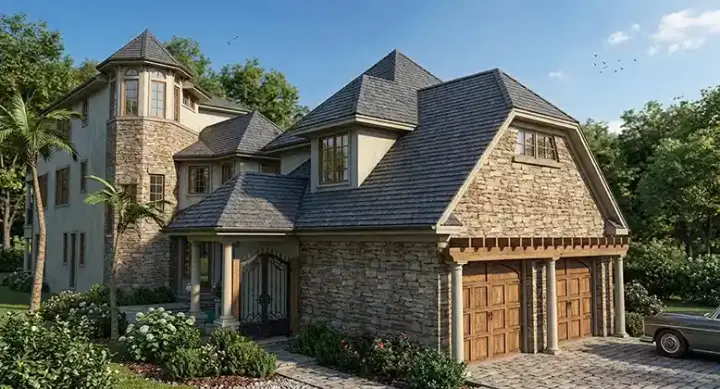 European house plans 61-180 - front exterior, 3,967 sq ft, 6 bed, 7 bath house plans | Monster House Plans