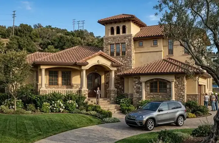 European house plans 61-183 - front exterior, 4,436 sq ft, 5 bed, 4 bath house plans | Monster House Plans