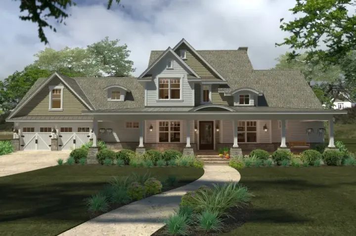 Modern Farmhouse house plans 61-194 - front exterior, 2,414 sq ft, 3 bed, 3 bath house plans | Monster House Plans
