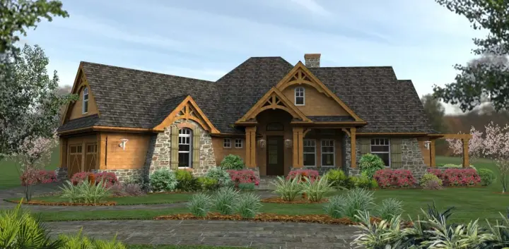 Craftsman house plans 61-196 - front exterior, 2,091 sq ft, 3 bed, 2 bath house plans | Monster House Plans