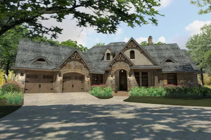 Craftsman house plans 61-198 - front exterior, 2,397 sq ft, 4 bed, 3 bath house plans | Monster House Plans
