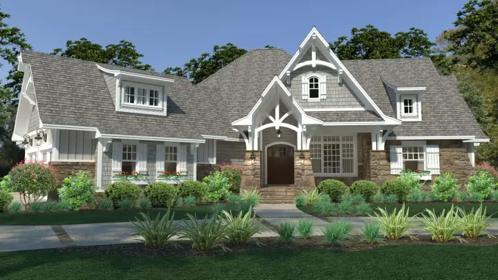 Modern Farmhouse house plans 61-201 - front exterior, 2,662 sq ft, 3 bed, 2 bath house plans | Monster House Plans