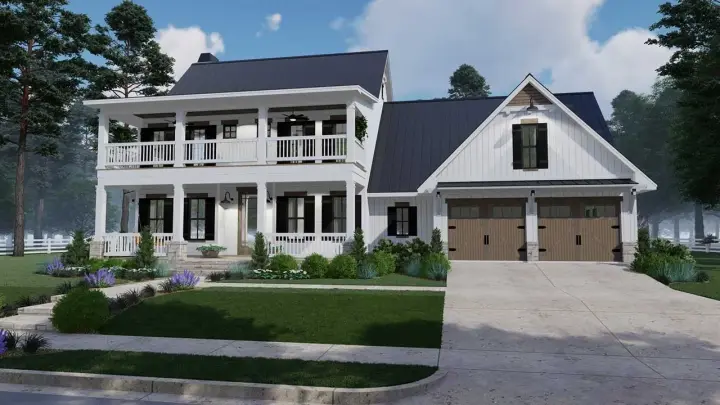 Modern Farmhouse house plans 61-210 - front exterior, 2,458 sq ft, 3 bed, 2 bath house plans | Monster House Plans