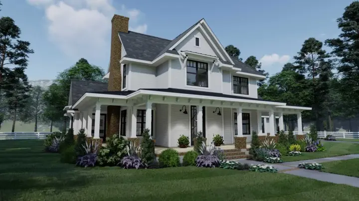 Modern Farmhouse house plans 61-211 - front exterior, 2,214 sq ft, 3 bed, 2 bath house plans | Monster House Plans
