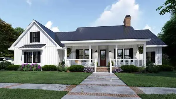 Modern Farmhouse house plans 61-216 - front exterior, 2,192 sq ft, 4 bed, 3 bath house plans | Monster House Plans