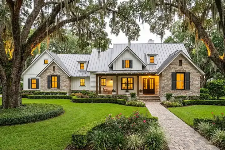 Modern Farmhouse house plans 61-221 - front exterior, 1,742 sq ft, 3 bed, 2 bath house plans | Monster House Plans