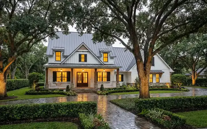 Modern Farmhouse house plans 61-223 - front exterior, 2,526 sq ft, 4 bed, 3 bath house plans | Monster House Plans