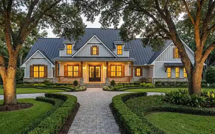 Modern Farmhouse house plans 61-228 - front exterior, 2,510 sq ft, 3 bed, 2 bath house plans | Monster House Plans