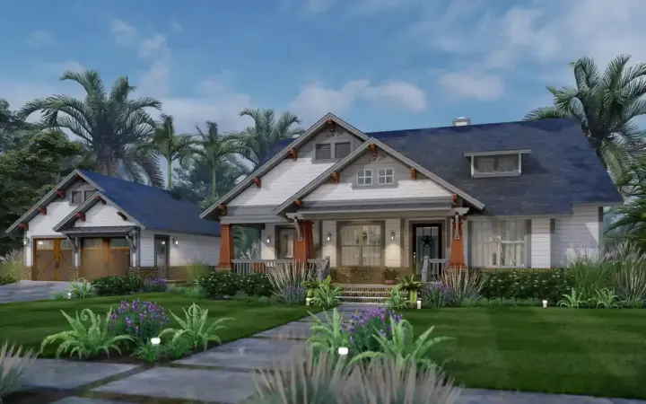 Craftsman house plans 61-229 - front exterior, 1,914 sq ft, 3 bed, 2 bath house plans | Monster House Plans