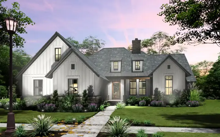 Modern Farmhouse house plans 61-231 - front exterior, 1,965 sq ft, 3 bed, 2 bath house plans | Monster House Plans