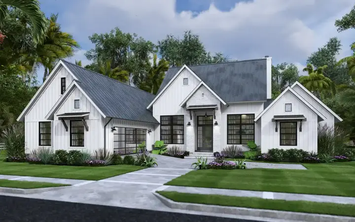 Modern Farmhouse house plans 61-235 - front exterior, 3,010 sq ft, 4 bed, 3 bath house plans | Monster House Plans