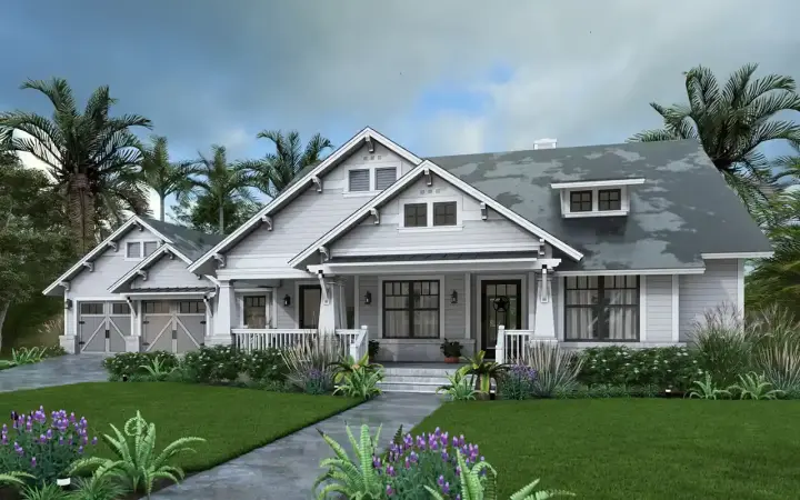 Craftsman house plans 61-238 - front exterior, 2,036 sq ft, 3 bed, 2 bath house plans | Monster House Plans
