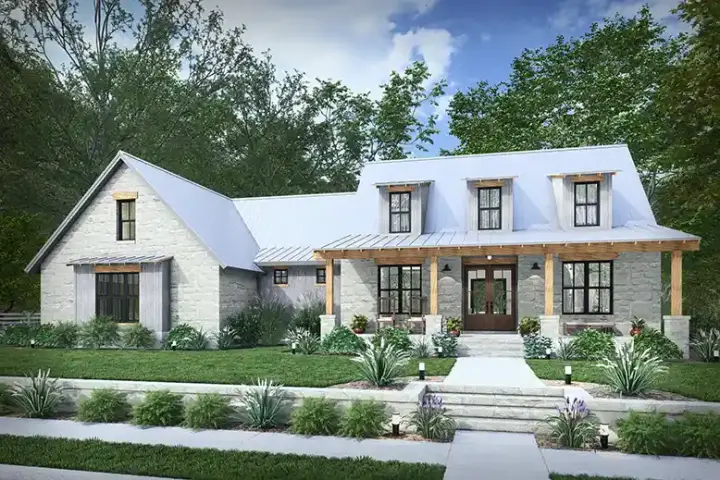 Country house plans 61-242 - front exterior, 2,256 sq ft, 3 bed, 2 bath house plans | Monster House Plans