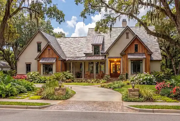 Modern Farmhouse house plans 61-244 - front exterior, 2,404 sq ft, 4 bed, 3 bath house plans | Monster House Plans