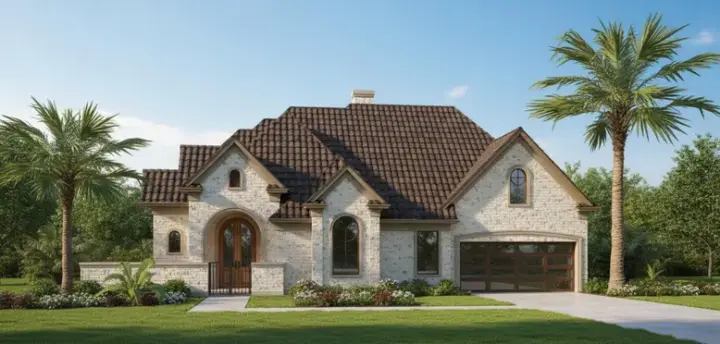 Mediterranean house plans 62-120 - front exterior, 2,742 sq ft, 3 bed, 2 bath house plans | Monster House Plans