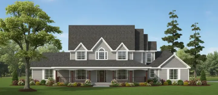 Farmhouse house plans 62-172 - front exterior, 3,358 sq ft, 4 bed, 3 bath house plans | Monster House Plans