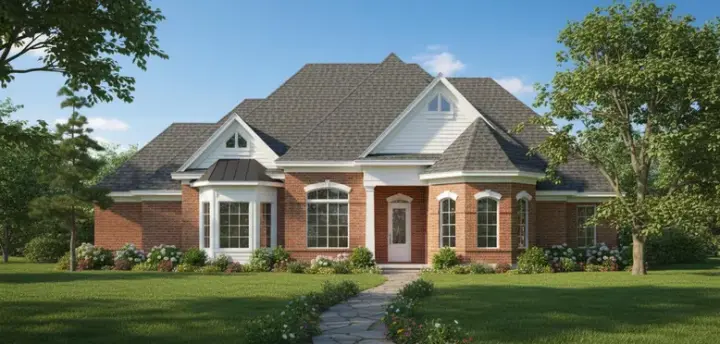 Traditional house plans 62-179 - front exterior, 3,410 sq ft, 4 bed, 3 bath house plans | Monster House Plans
