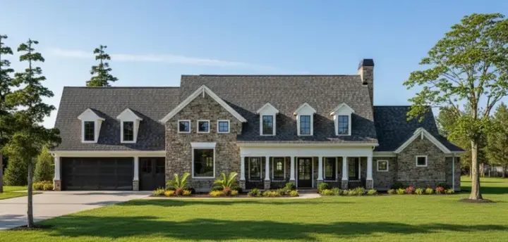 Country house plans 62-193 - front exterior, 3,538 sq ft, 3 bed, 2 bath house plans | Monster House Plans