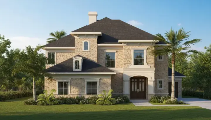 Mediterranean house plans 62-197 - front exterior, 3,570 sq ft, 3 bed, 2 bath house plans | Monster House Plans