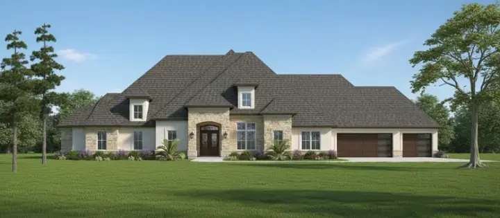 Traditional house plans 62-199 - front exterior, 3,589 sq ft, 4 bed, 4 bath house plans | Monster House Plans