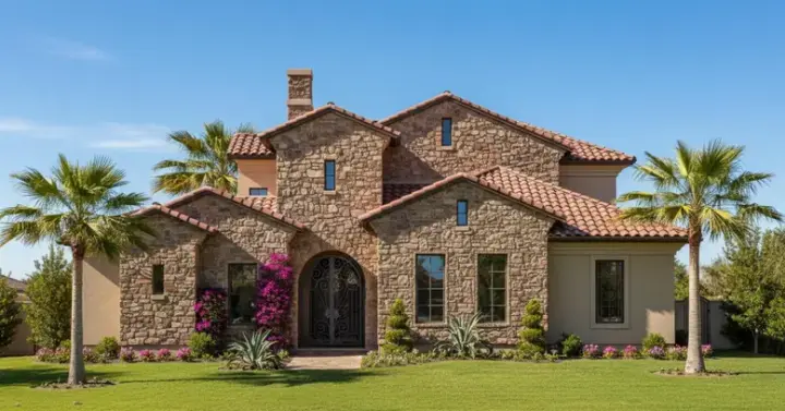Tuscan house plans 62-204 - front exterior, 3,612 sq ft, 3 bed, 3 bath house plans | Monster House Plans