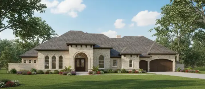 Mediterranean house plans 62-226 - front exterior, 3,702 sq ft, 3 bed, 3 bath house plans | Monster House Plans