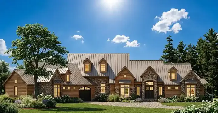 Farmhouse house plans 62-231 - front exterior, 3,757 sq ft, 3 bed, 3 bath house plans | Monster House Plans