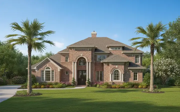 Mediterranean house plans 62-242 - front exterior, 3,816 sq ft, 4 bed, 3 bath house plans | Monster House Plans