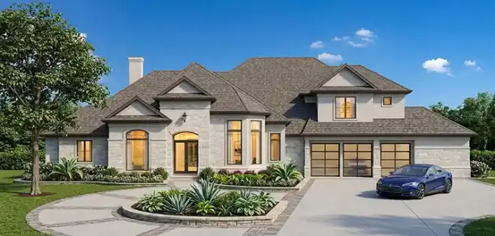 Traditional house plans 62-243 - front exterior, 3,845 sq ft, 4 bed, 3 bath house plans | Monster House Plans